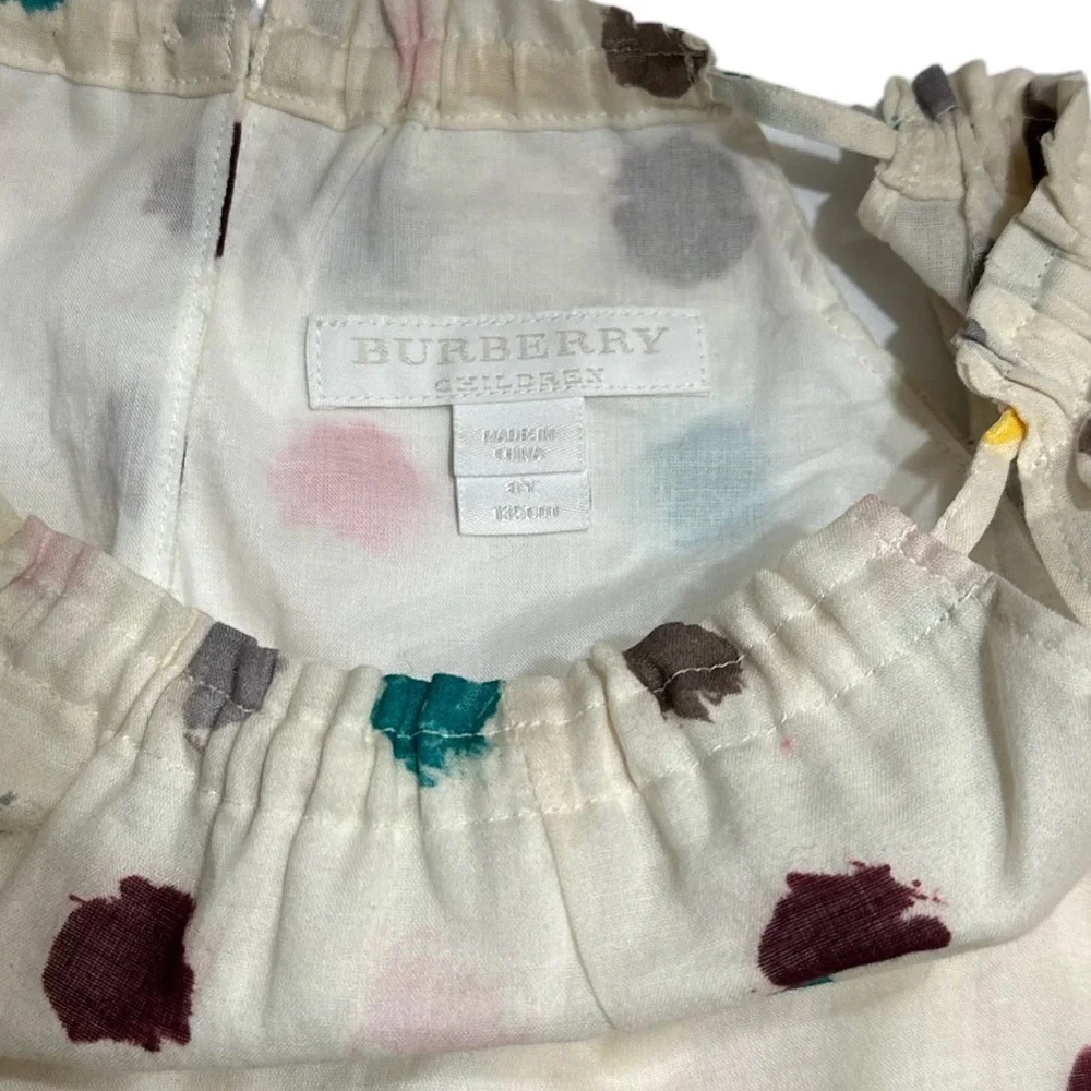 Burberry Maria Dot-Print Drawstring Waist Girl’s Dress Size 8Y - Picture 9 of 10